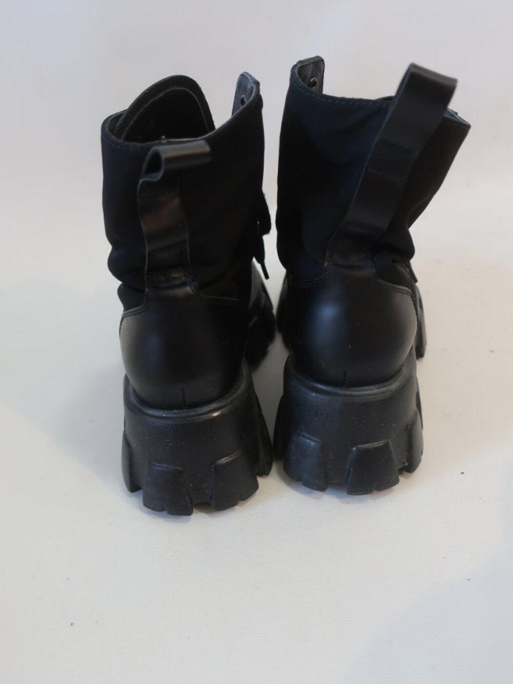Womens Prada Black Monolith Leather & Nylon Combat Boots 39 EU/US 9 - Picture 8 of 13